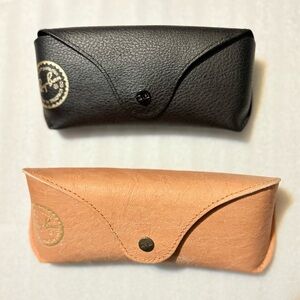Lot Of 2 Ray Ban Sunglass Snap Storage Cases Black 6”x3” Beige 7”x3” CASES ONLY